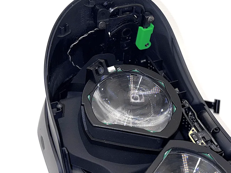 Inside view showing the ribbon cable exit point