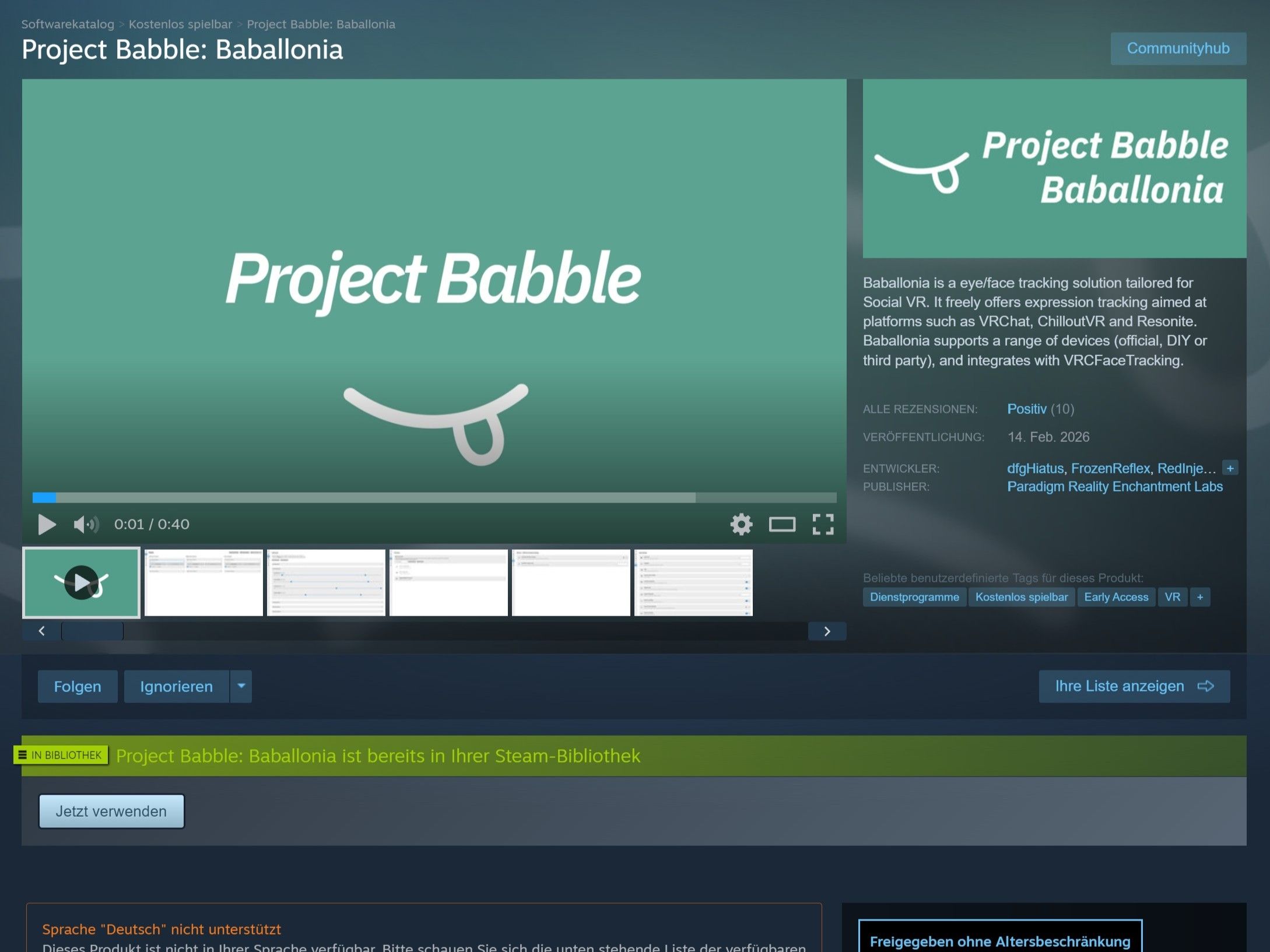 Baballonia main interface