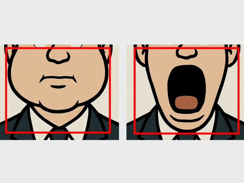 Setting the crop boundaries with cheeks puffed